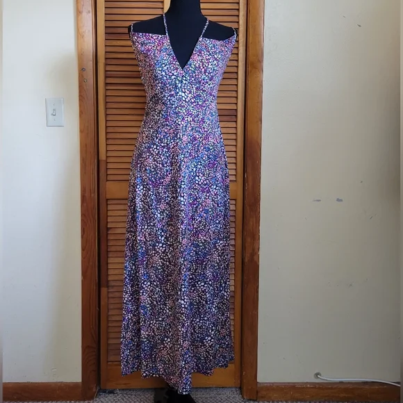 EUC H&M Floral Halter Maxi Dress Size Medium - Picture 1 of 4